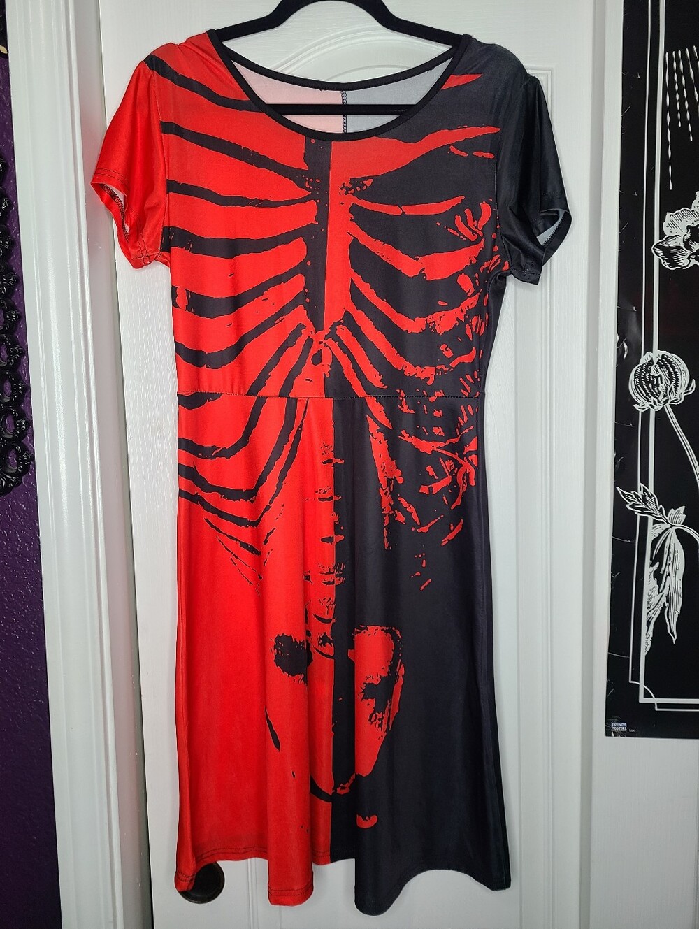 Split Skeleton Skater Dress